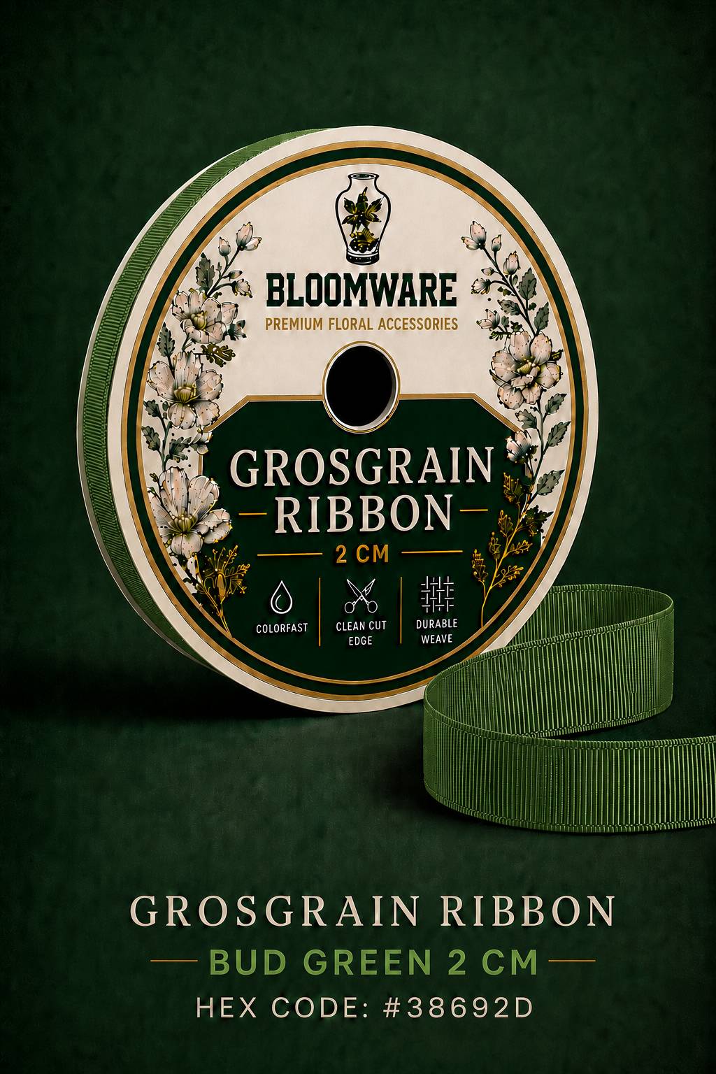 Taffeta™ Grosgrain Ribbon Bud Green