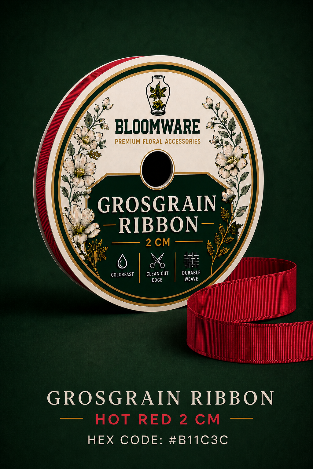 Taffeta™ Grosgrain Ribbon Hot Red