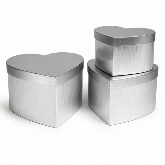 Flowerly Box™ Silver Heart Box Set
