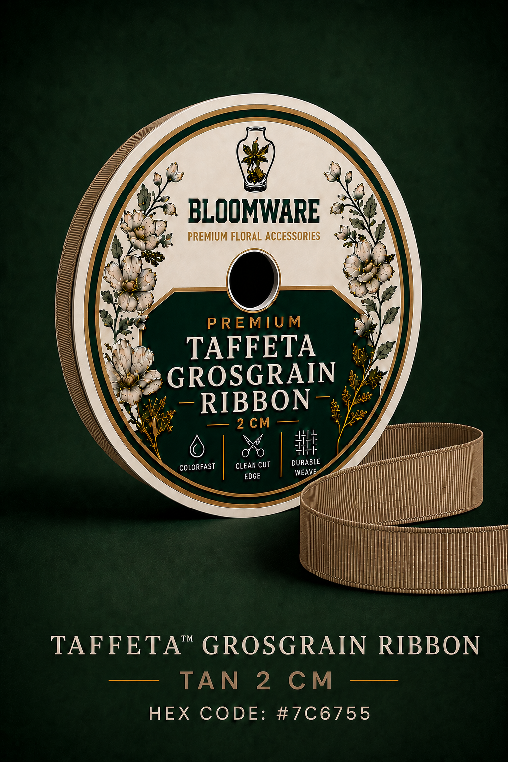 Taffeta™ Grosgrain Ribbon Tan