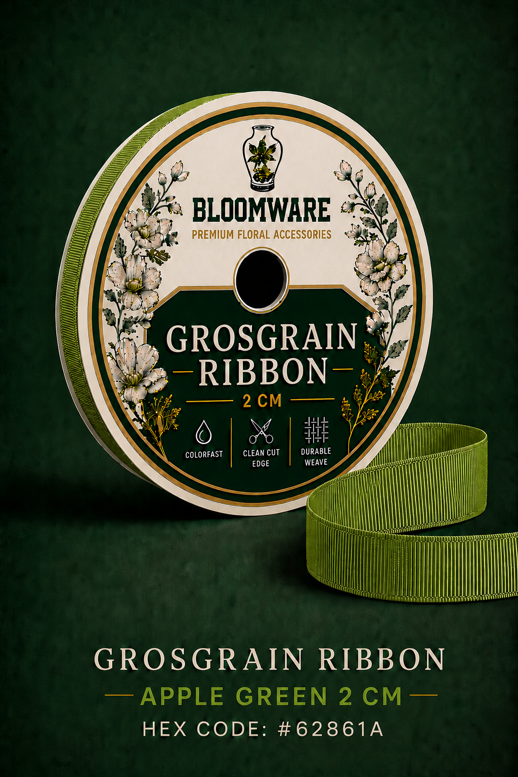 Taffeta™ Grosgrain Ribbon Apple Green