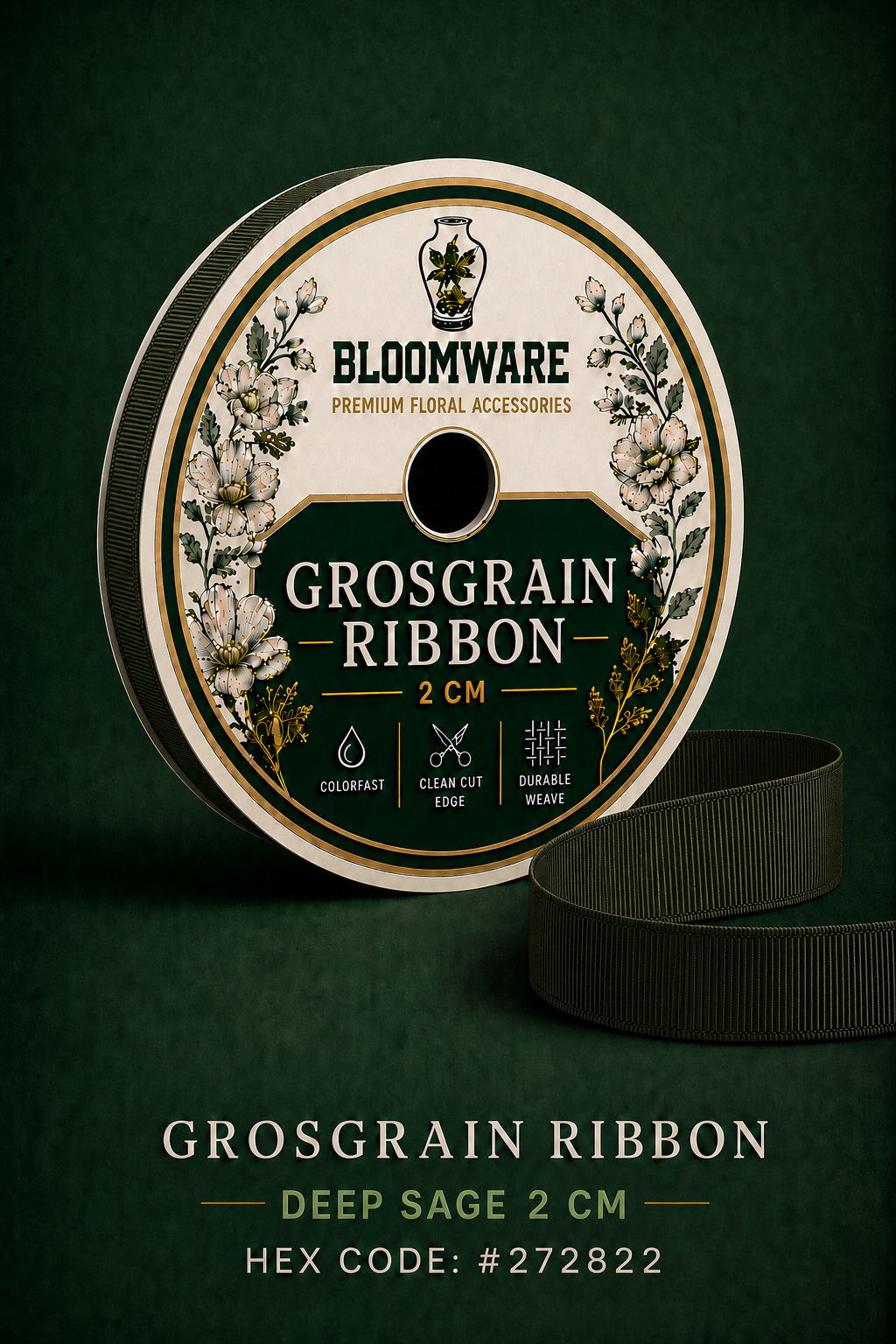 Taffeta™ Grosgrain Ribbon Deep Sage