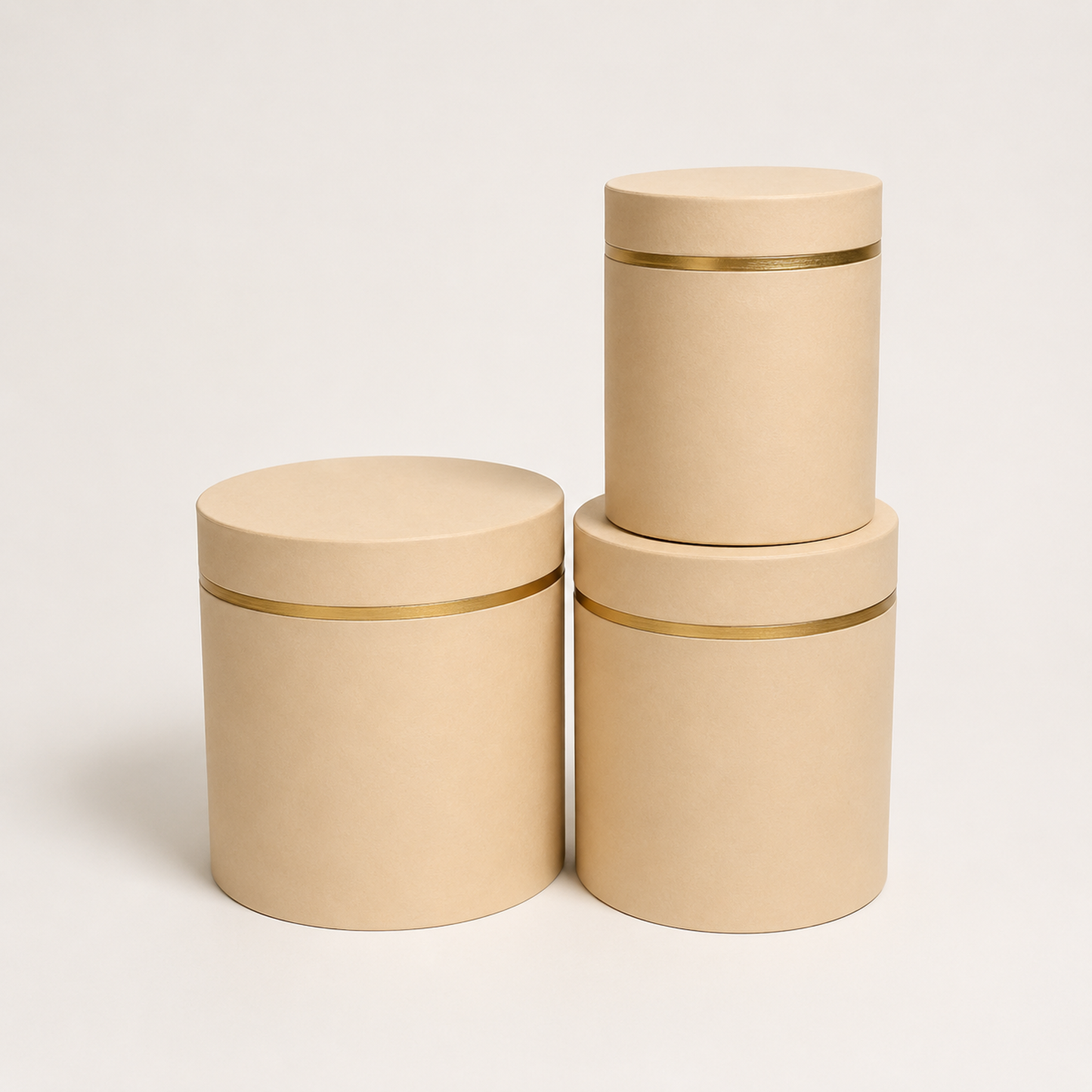 Flowerly Box™ Ivory Gold-Rim Cylindrical Set
