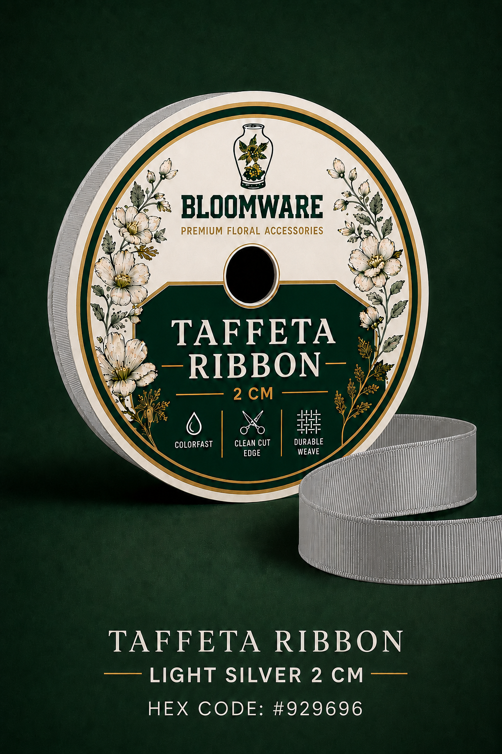 Taffeta™ Grosgrain Ribbon Light Silver