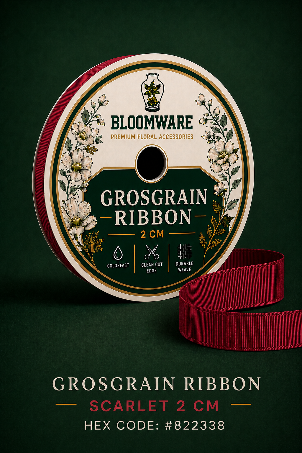 Taffeta™ Grosgrain Ribbon Scarlet