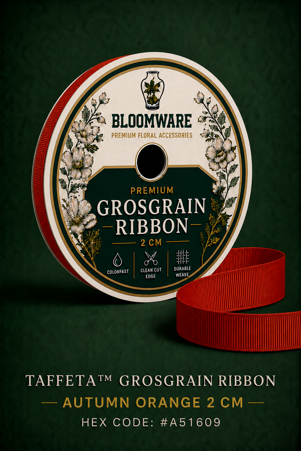 Taffeta™ Grosgrain Ribbon Autumn Orange