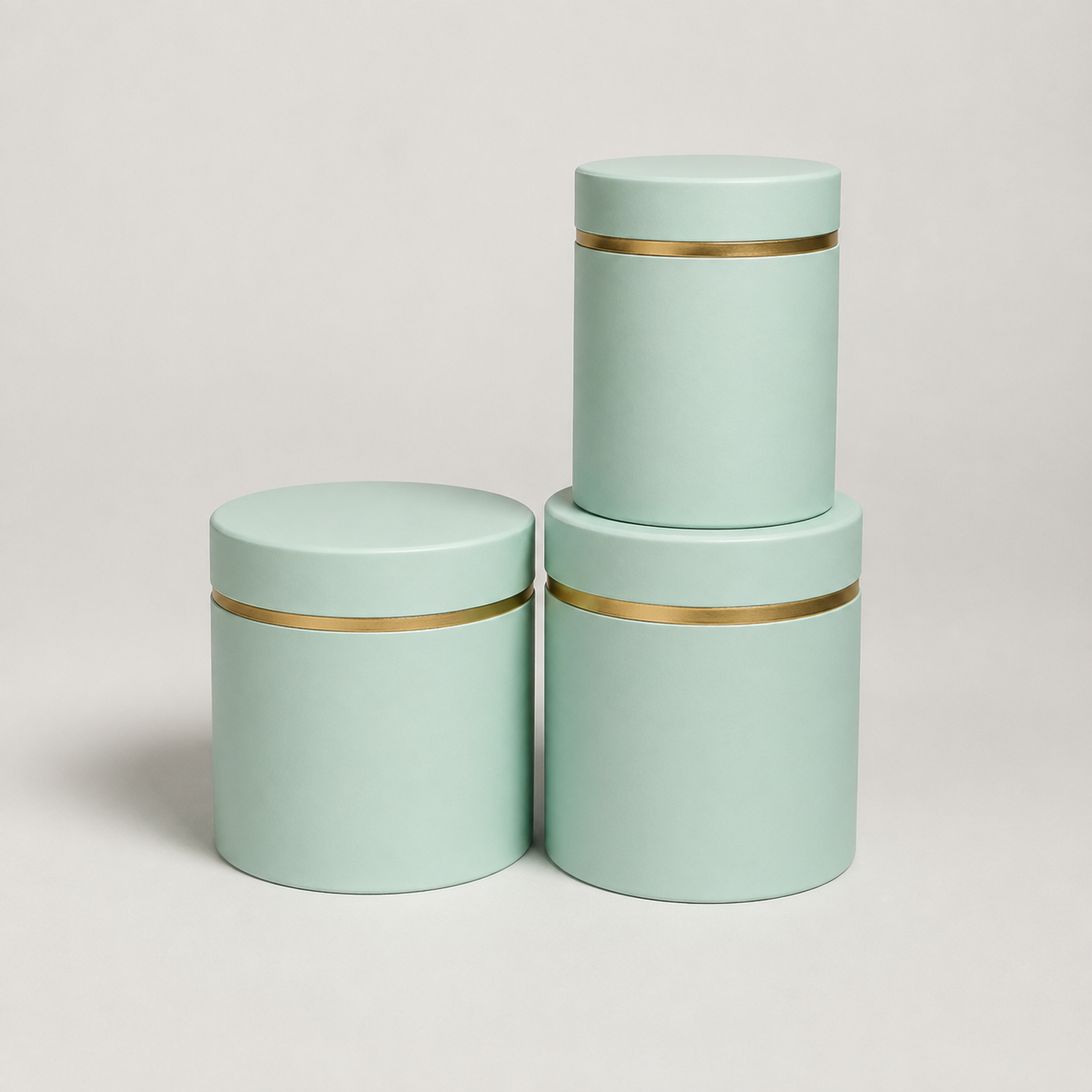 Flowerly Box™ Mint Gold-Rim Cylindrical Set