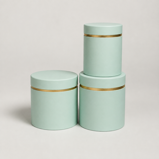 Flowerly Box™ Mint Gold-Rim Cylindrical Set