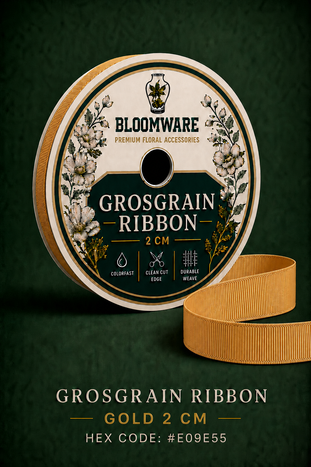 Taffeta™ Grosgrain Ribbon Gold