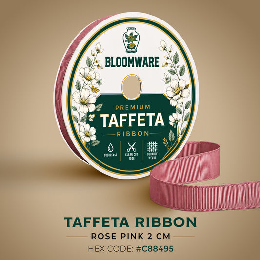 Taffeta™ Grosgrain Ribbon Rose Pink