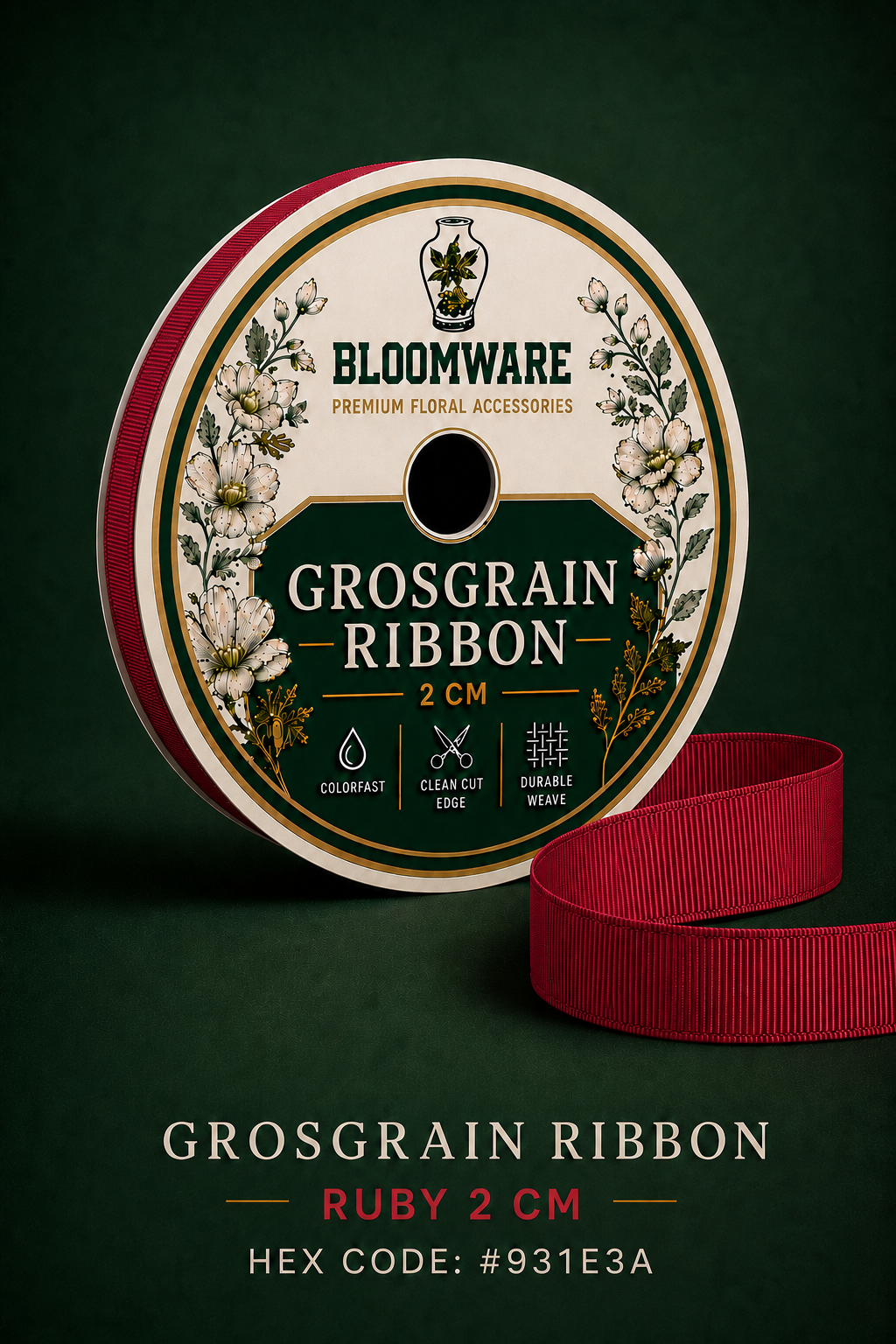 Taffeta™ Grosgrain Ribbon Ruby
