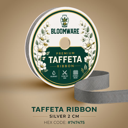 Taffeta™ Grosgrain Ribbon Silver