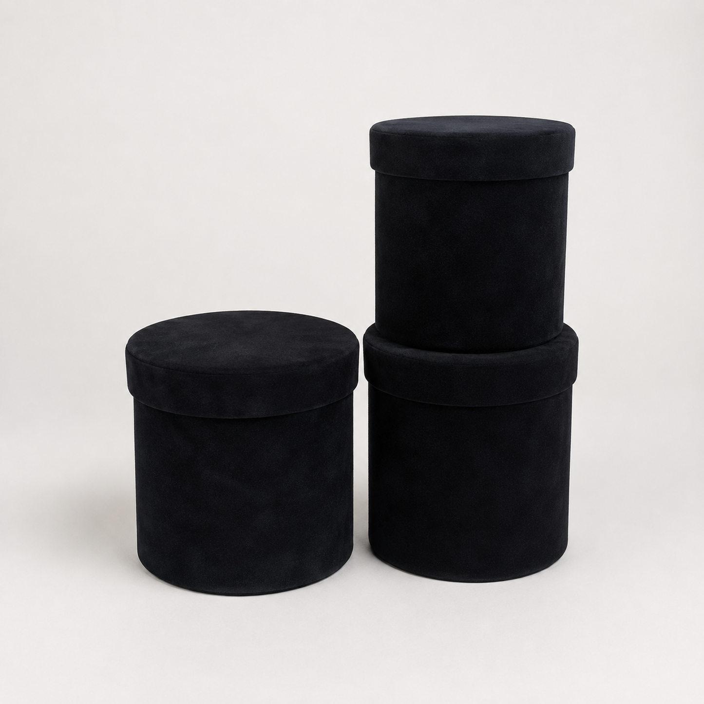 Flowerly Box™ Velvet Cylindrical Boxes Black