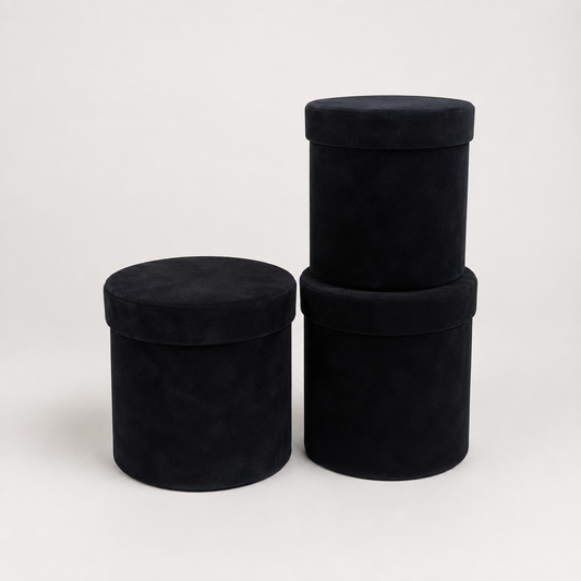 Flowerly Box™ Velvet Cylindrical Boxes Black