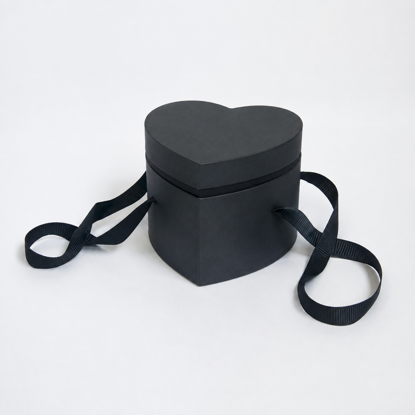 Flowerly Box™ Black Heart-Shaped Gift Box with Ribbon