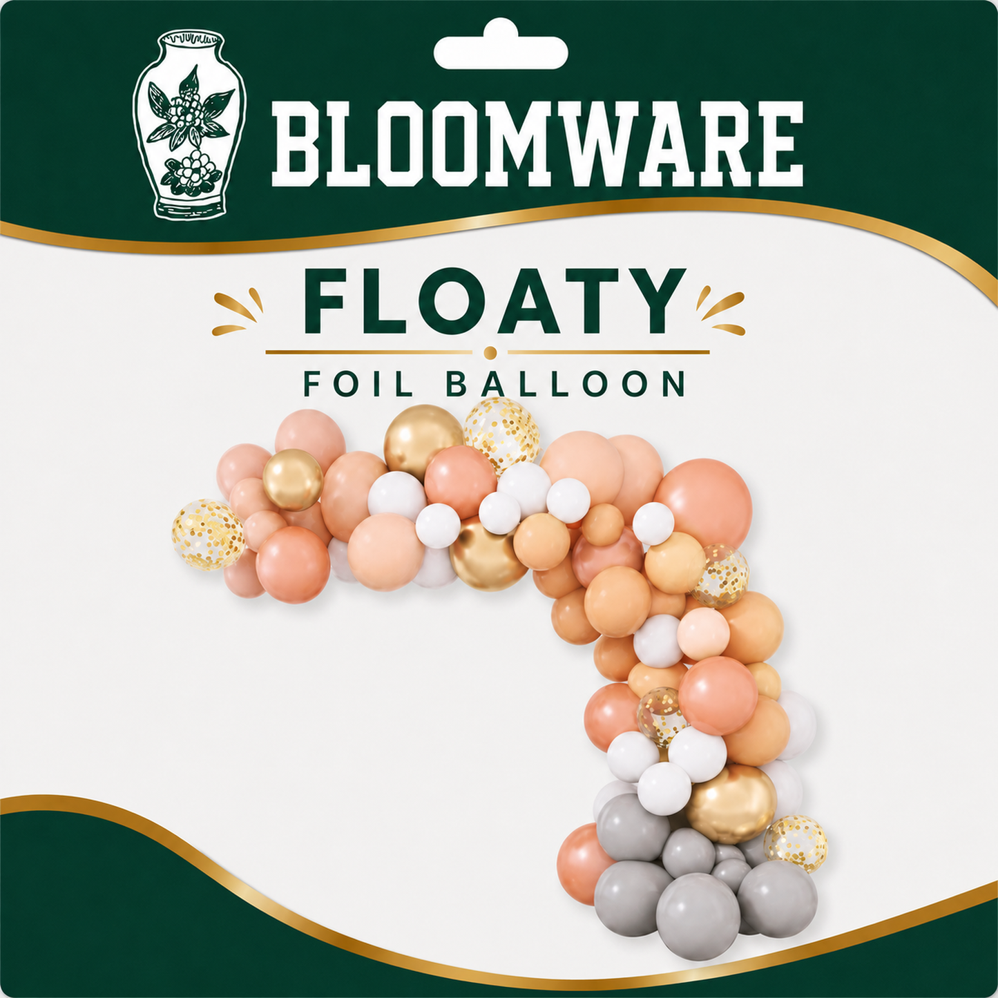 Floaty™ Peach & Gold Balloon Garland Arch Kit