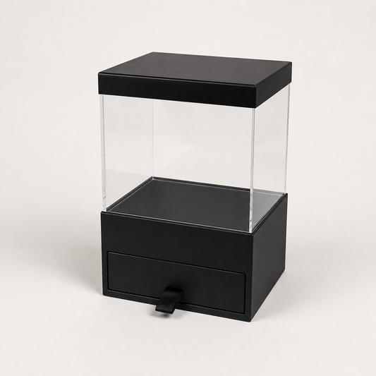 Flowerly Box™ Obsidian Clear Drawer Display