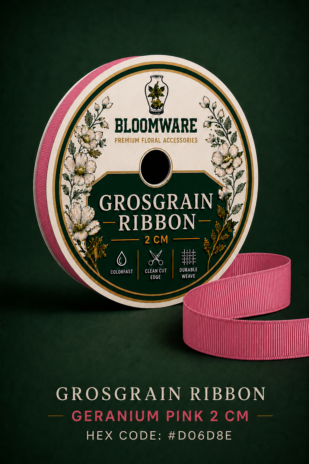 Taffeta™ Grosgrain Ribbon Geranium Pink