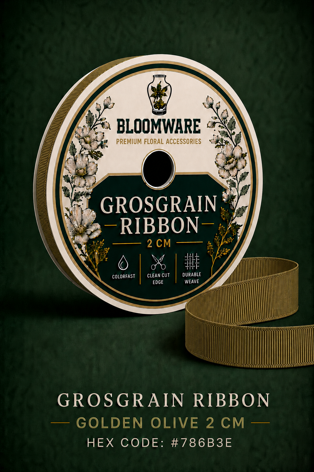 Taffeta™ Grosgrain Ribbon Golden Olive