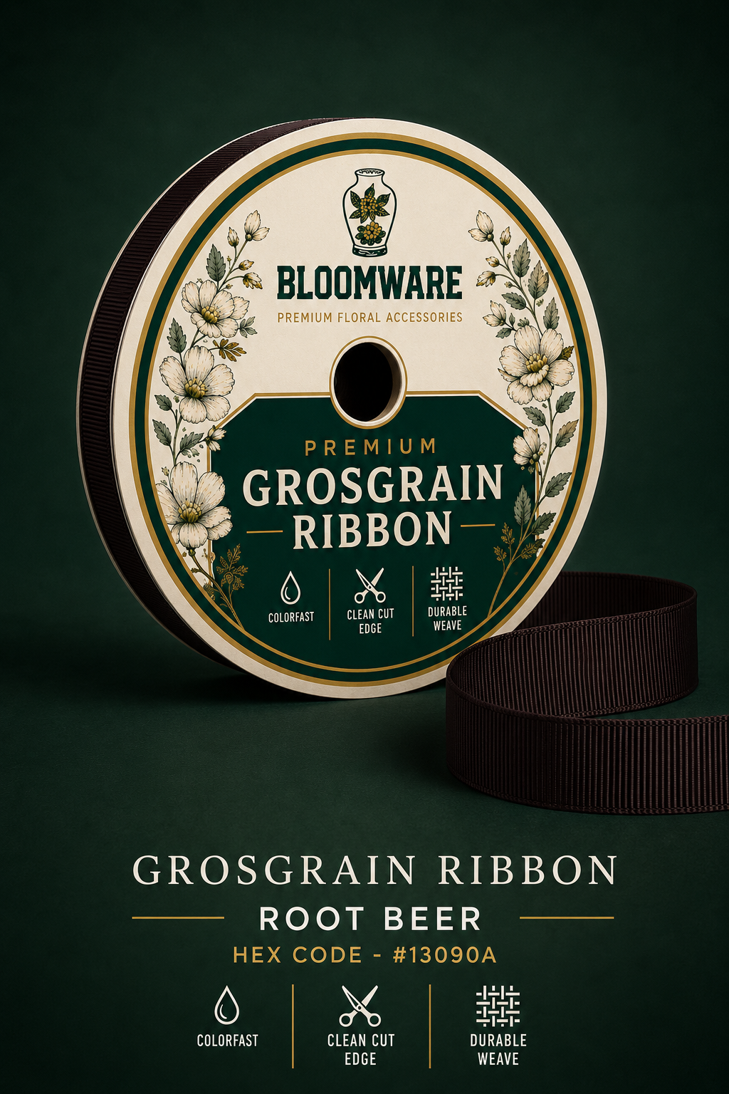 Taffeta™ Grosgrain Ribbon Root Beer