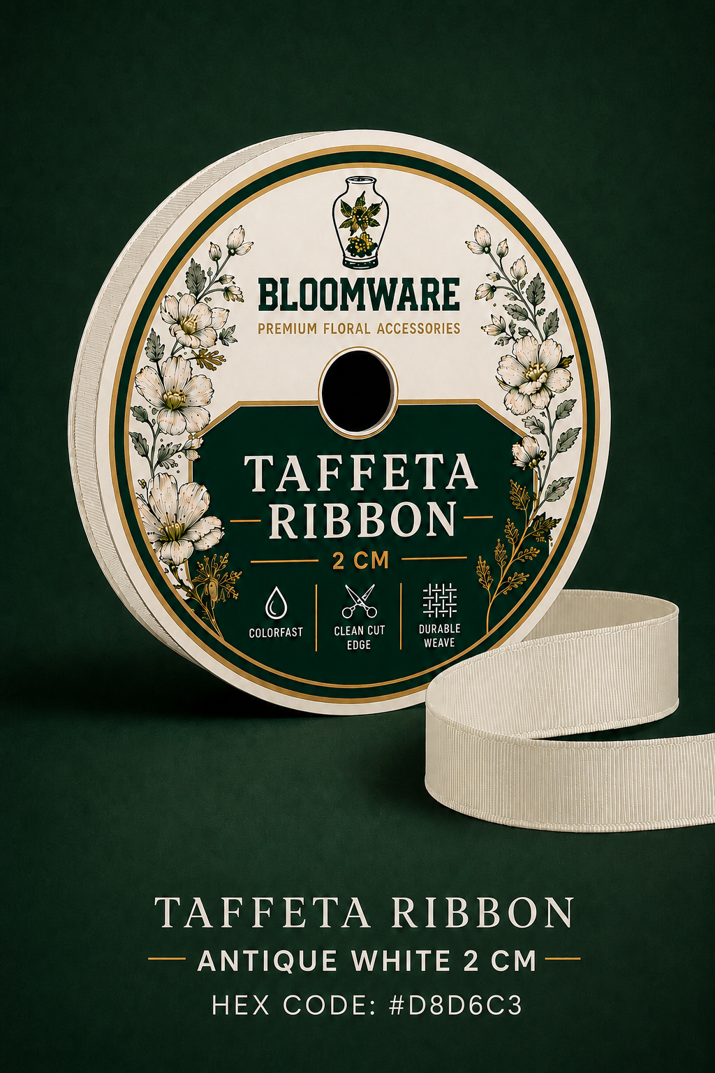 Taffeta™ Grosgrain Ribbon Antique White