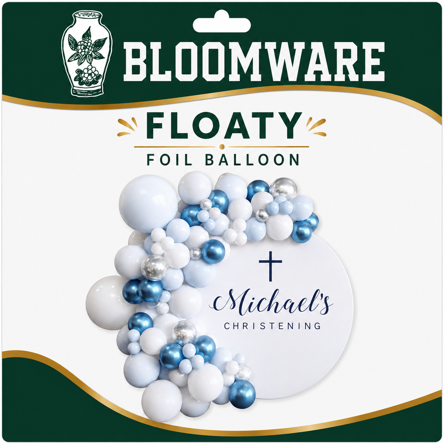 Floaty™ Christening Balloon Garland Backdrop Set
