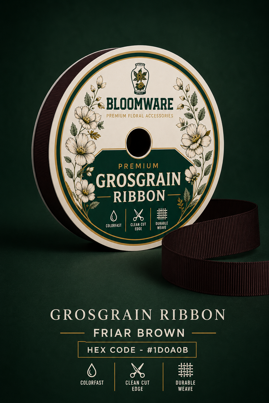 Taffeta™ Grosgrain Ribbon Friar Brown