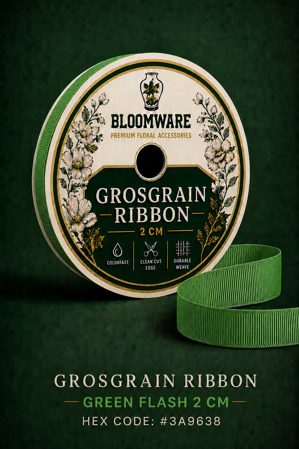 Taffeta™ Grosgrain Ribbon Green Flash