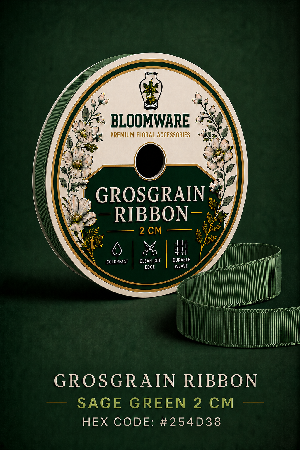 Taffeta™ Grosgrain Ribbon Sage Green