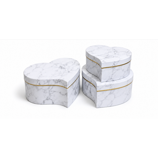 Flowerly Box™ Pearl Marble Heart Box Set
