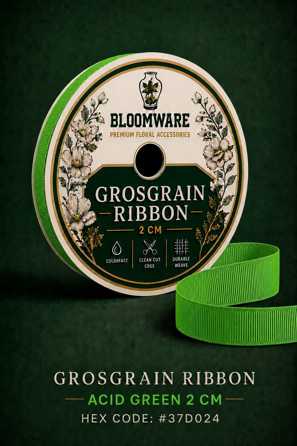 Taffeta™ Grosgrain Ribbon Acid Green