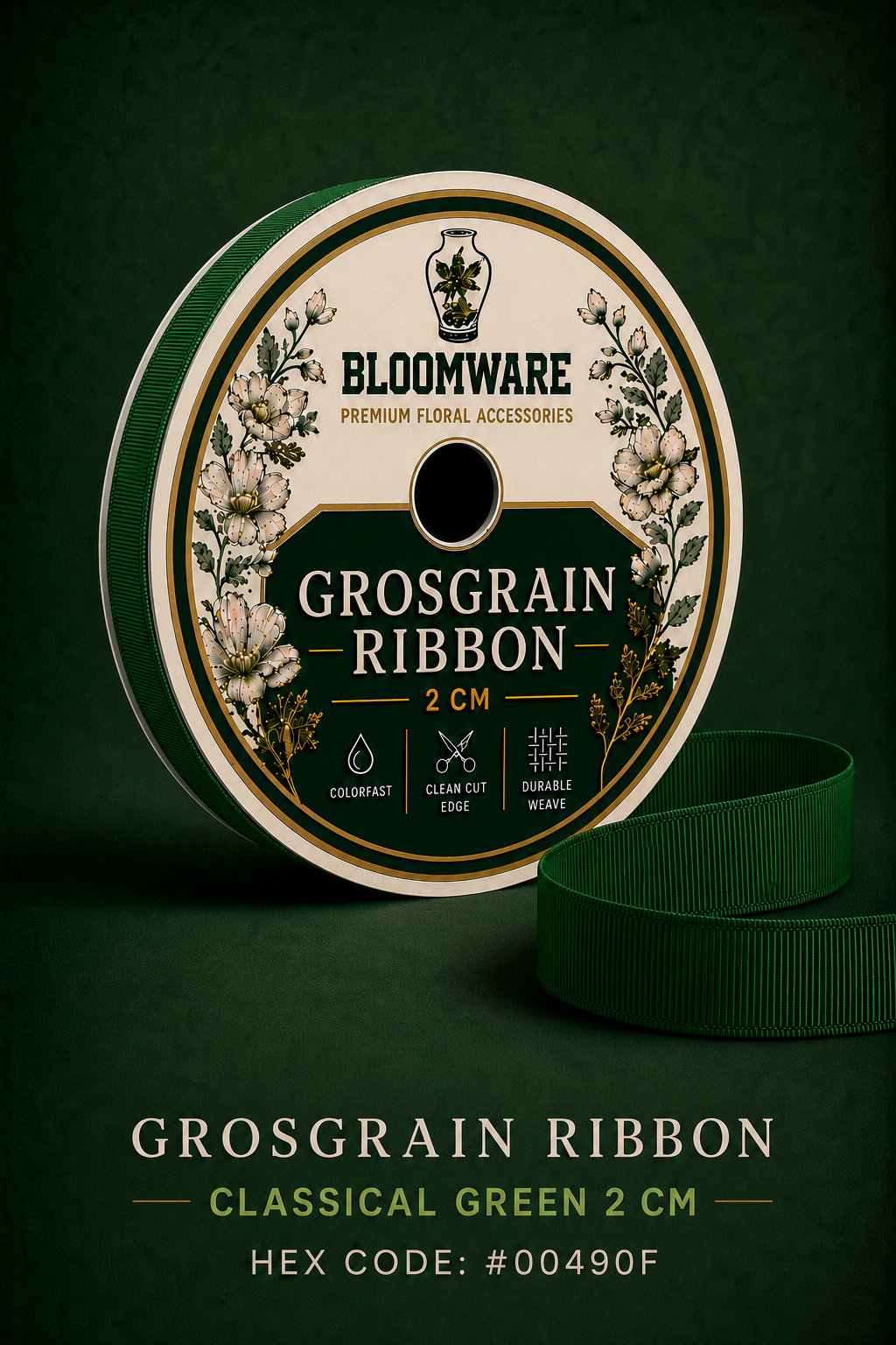 Taffeta™ Grosgrain Ribbon Classical Green