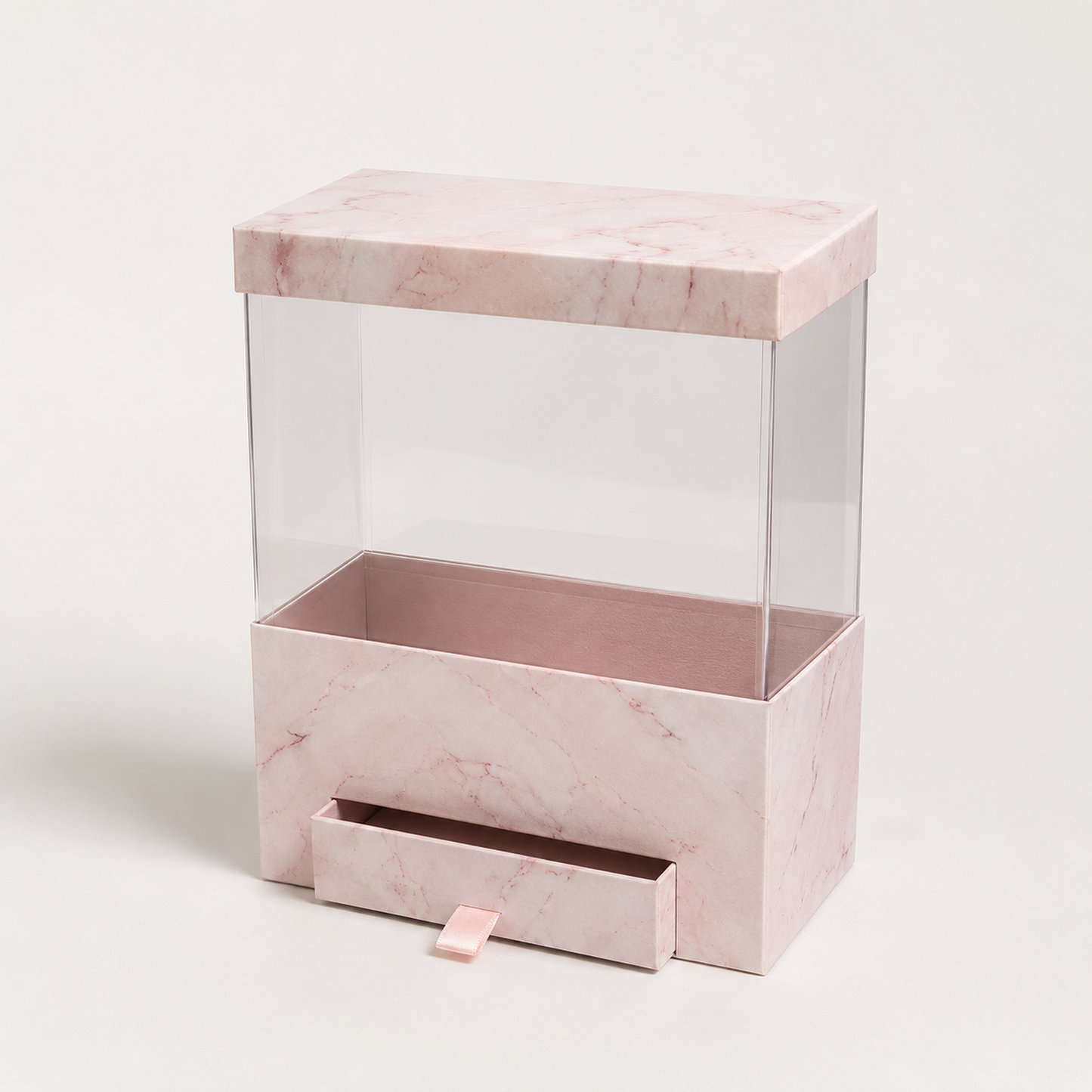 Flowerly Box™ Blush Marble Clear Drawer Display