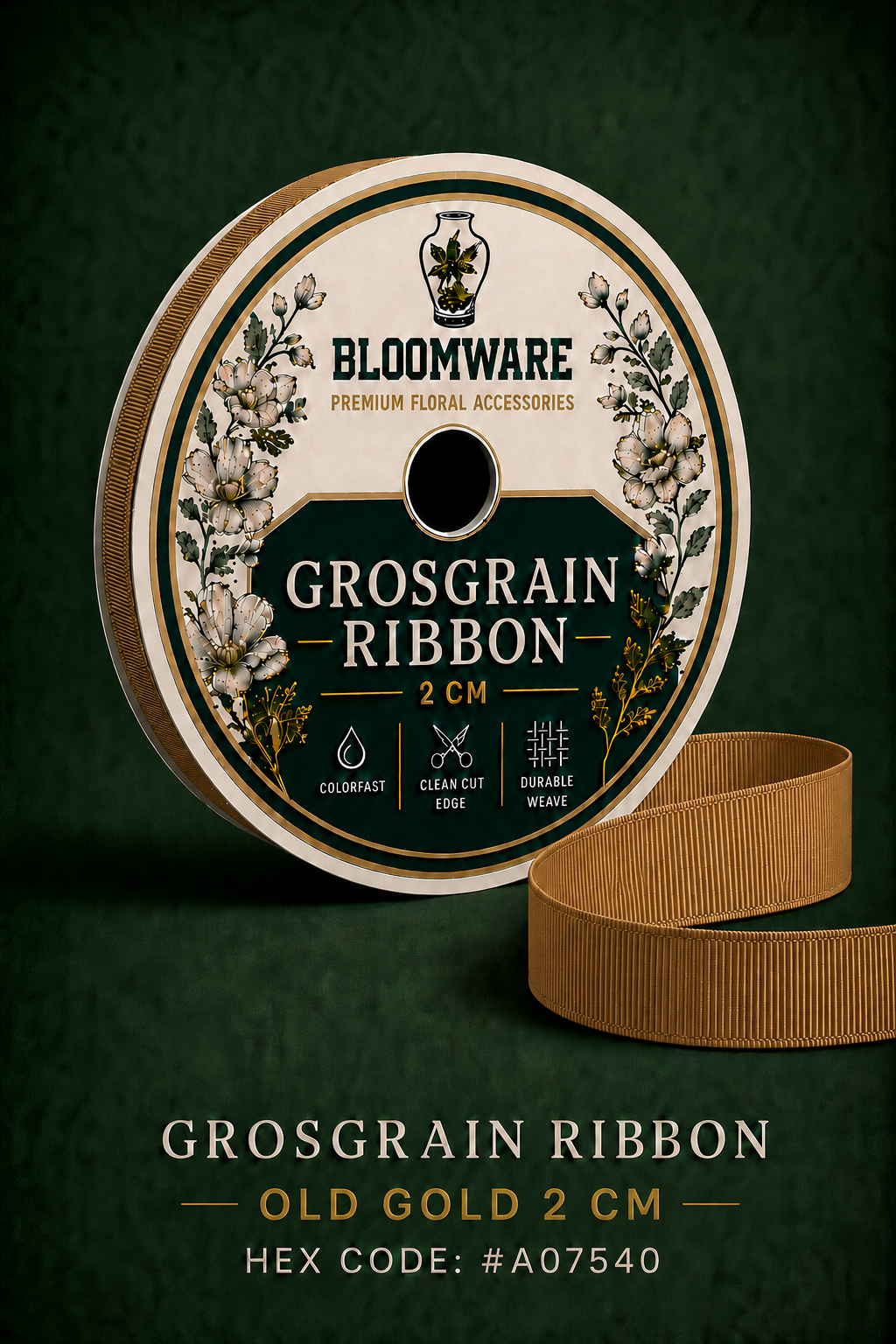 Taffeta™ Grosgrain Ribbon Old Gold