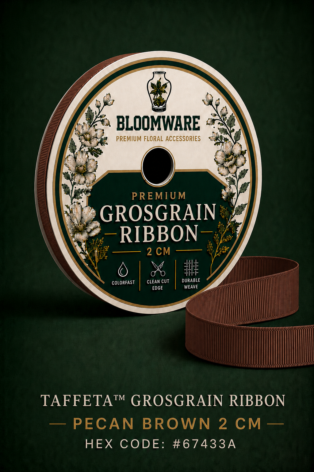Taffeta™ Grosgrain Ribbon Pecan Brown
