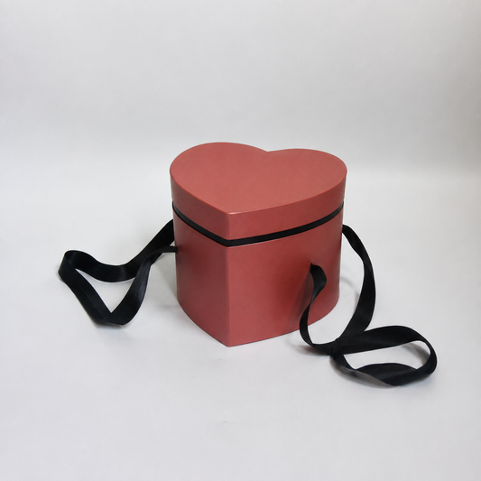 Flowerly Box™ Terracotta Heart-Shaped Gift Box with Ribbon