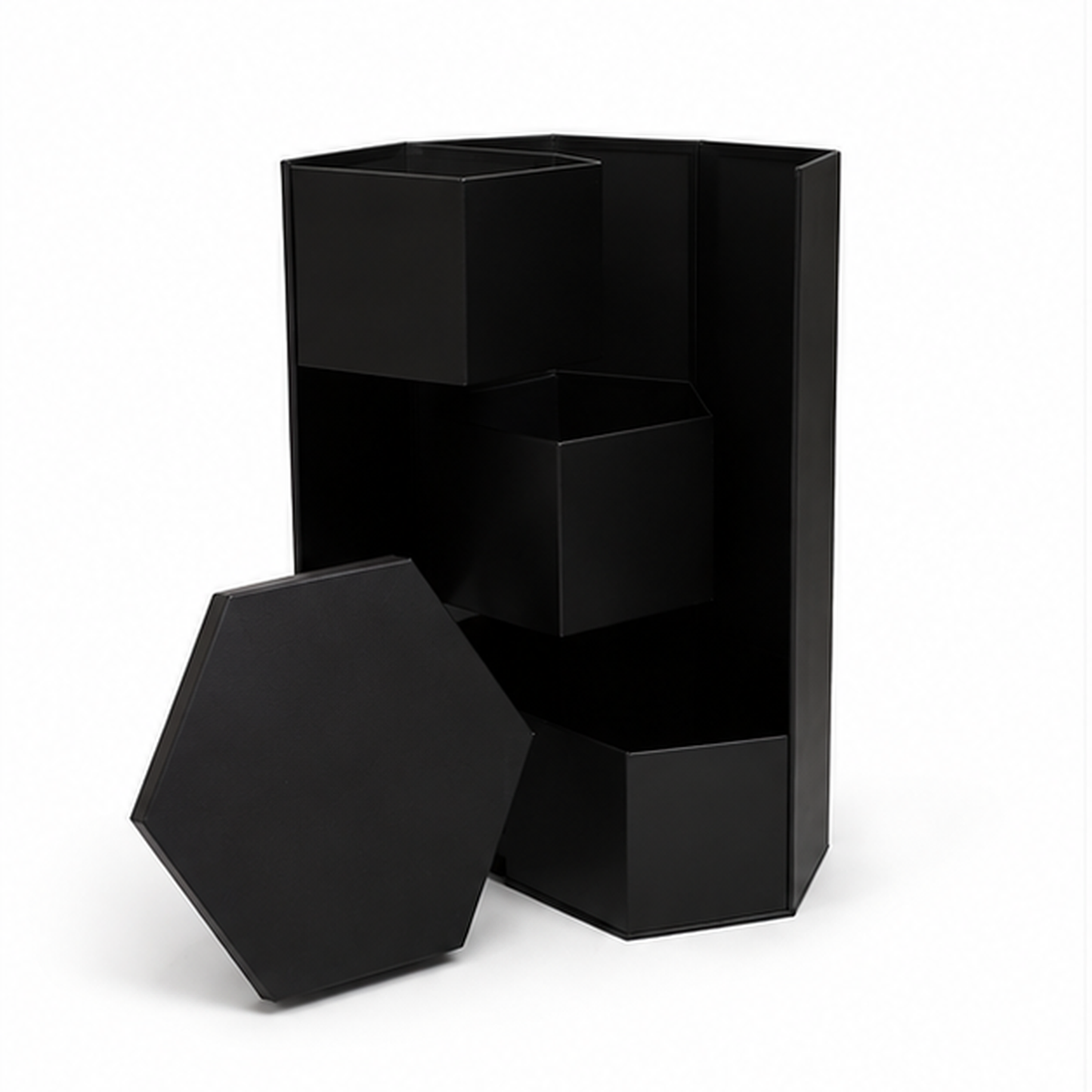 Flowerly Box™ Midnight Hexagonal Compartment Display