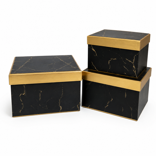 Flowerly Box™ Noir Marble Box Trio