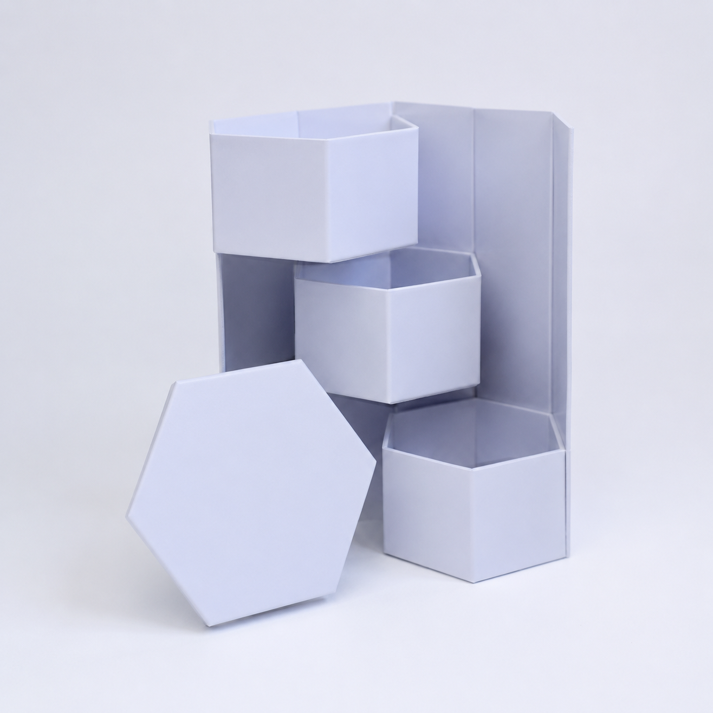 Flowerly Box™ Cloud White Hexagonal Compartment Display