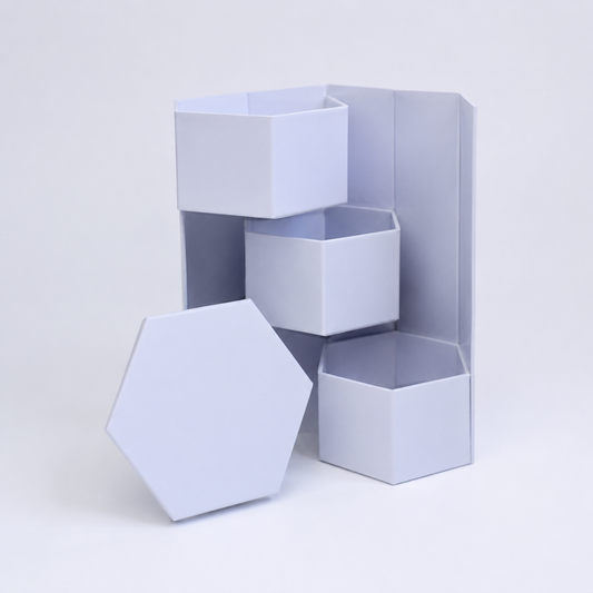 Flowerly Box™ Cloud White Hexagonal Compartment Display
