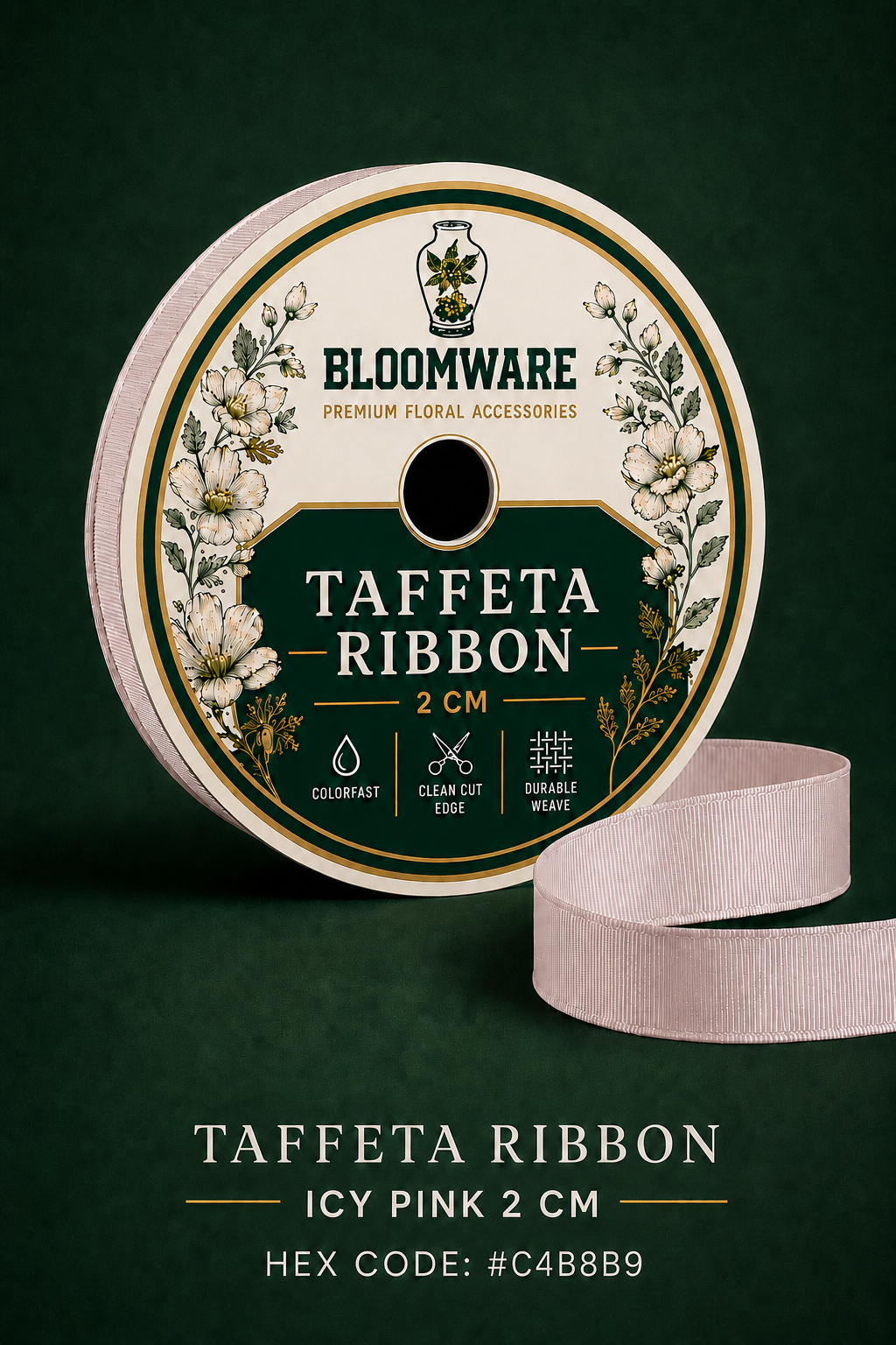 Taffeta™ Grosgrain Ribbon Icy Pink