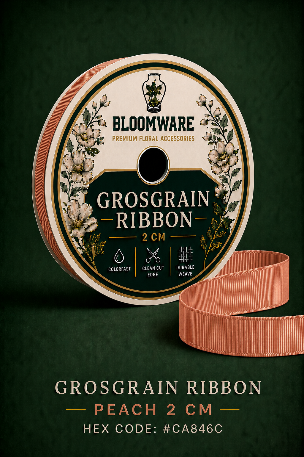 Taffeta™ Grosgrain Ribbon Peach