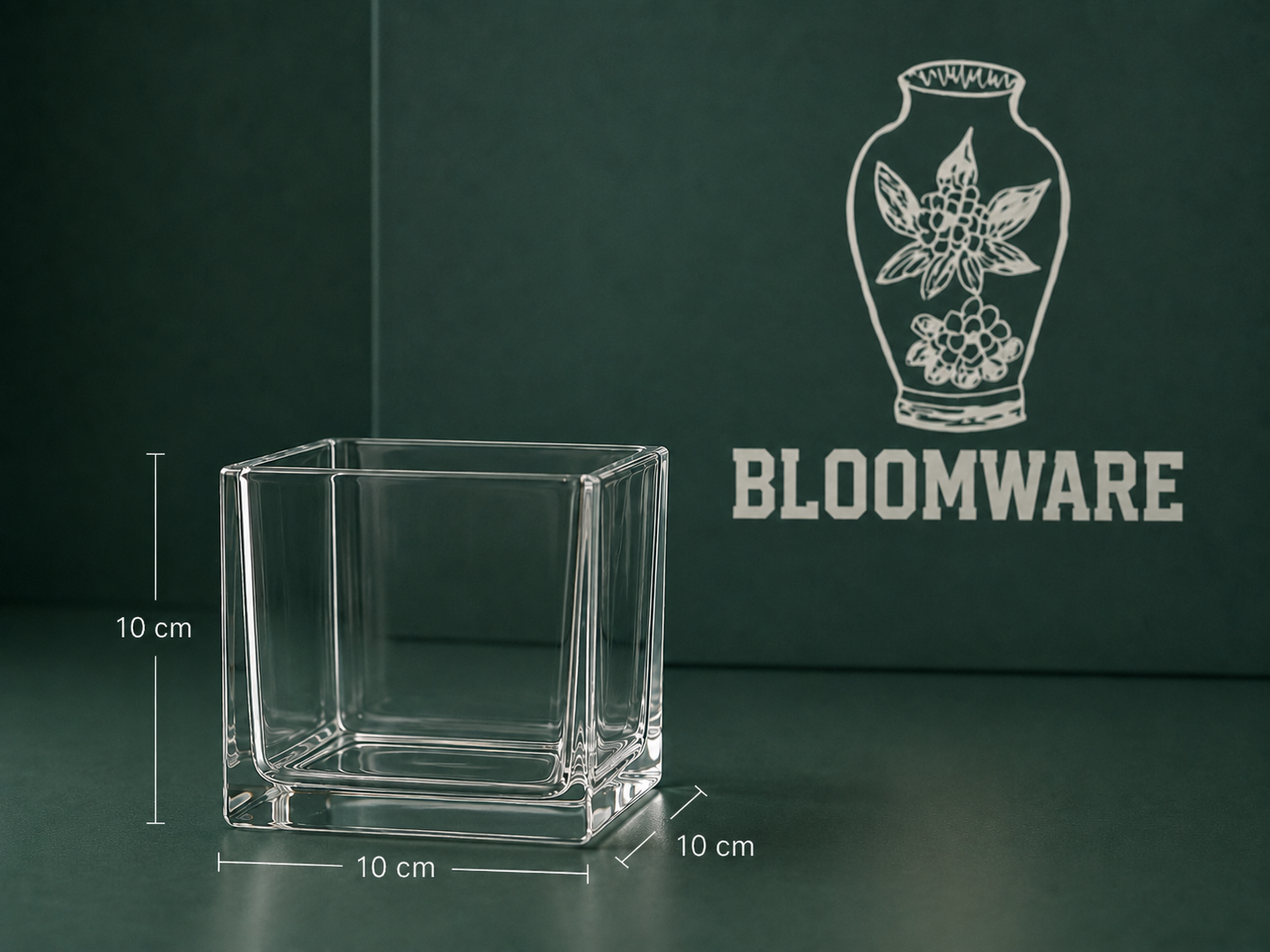 10x10 cm square glass vase for flower arrangements and event décor