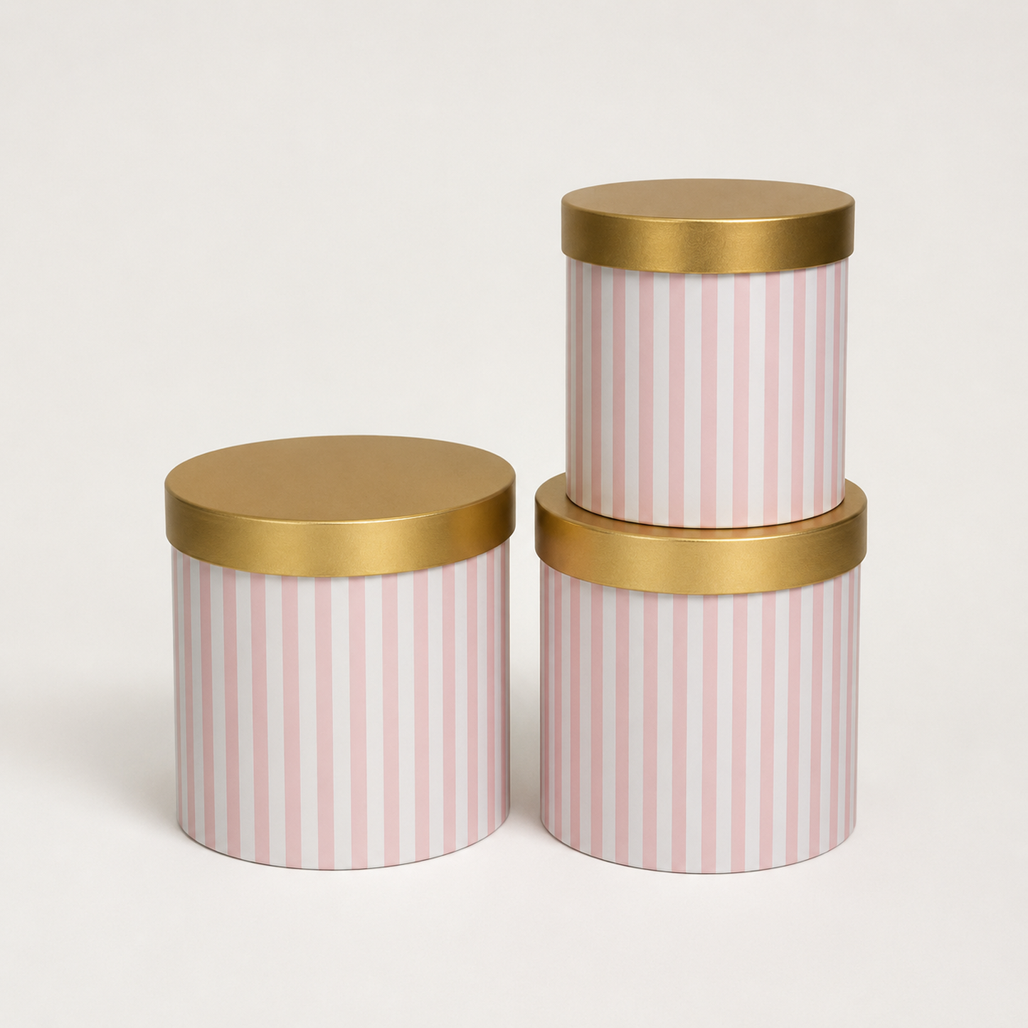 Flowerly Box™ Striped Cylindrical Boxes Pink White