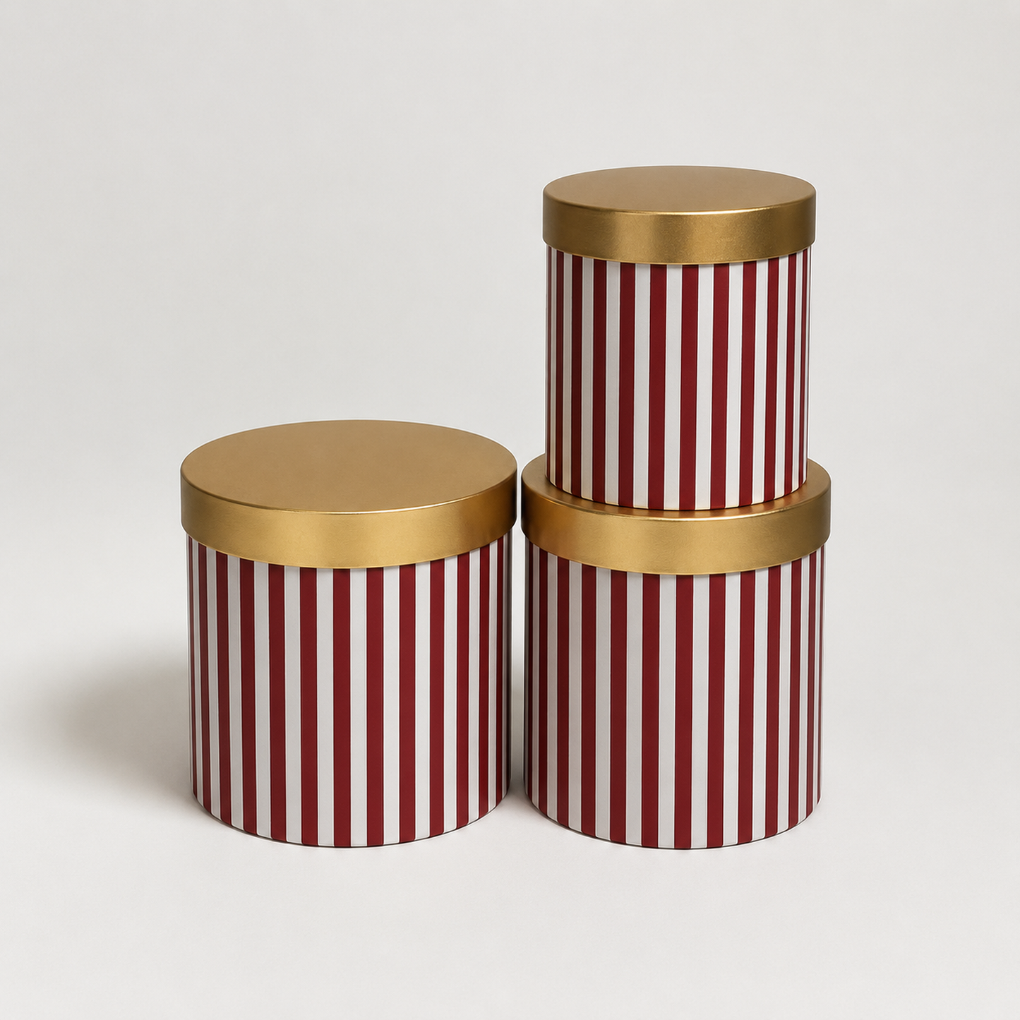 Flowerly Box™ Striped Cylindrical Boxes Red White