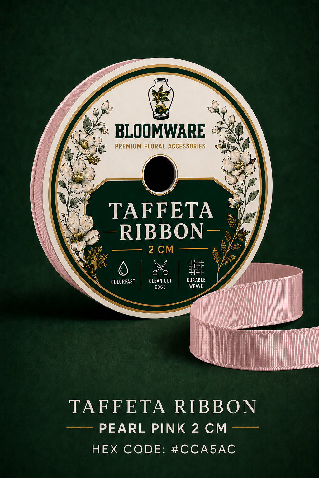 Taffeta™ Grosgrain Ribbon Pearl Pink