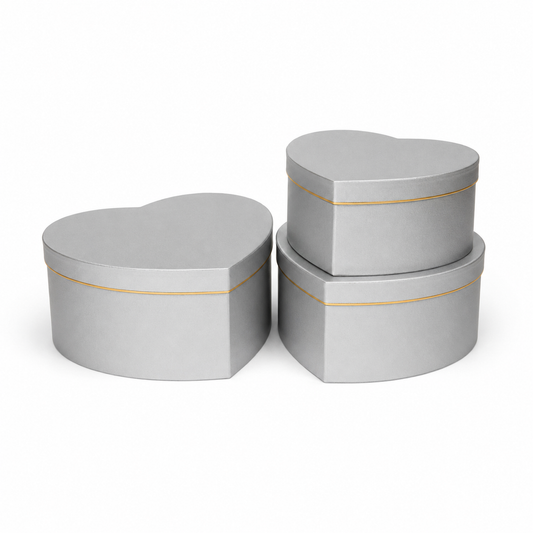 Flowerly Box™ Silver Heart Box Trio