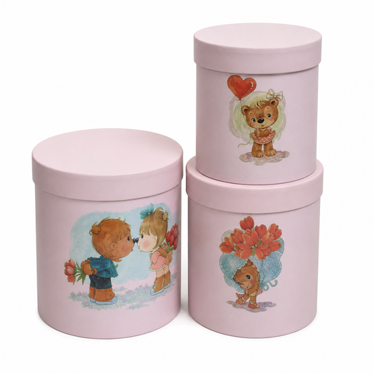 Flowerly Box™ Blush Teddy Bear Gift Box Trio