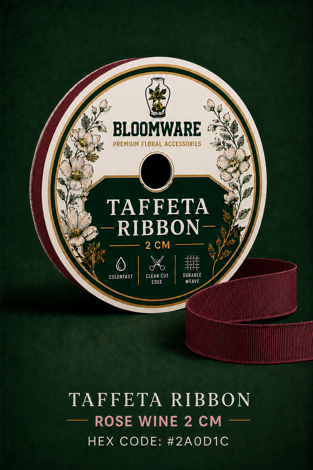 Taffeta™ Grosgrain Ribbon Rose Wine