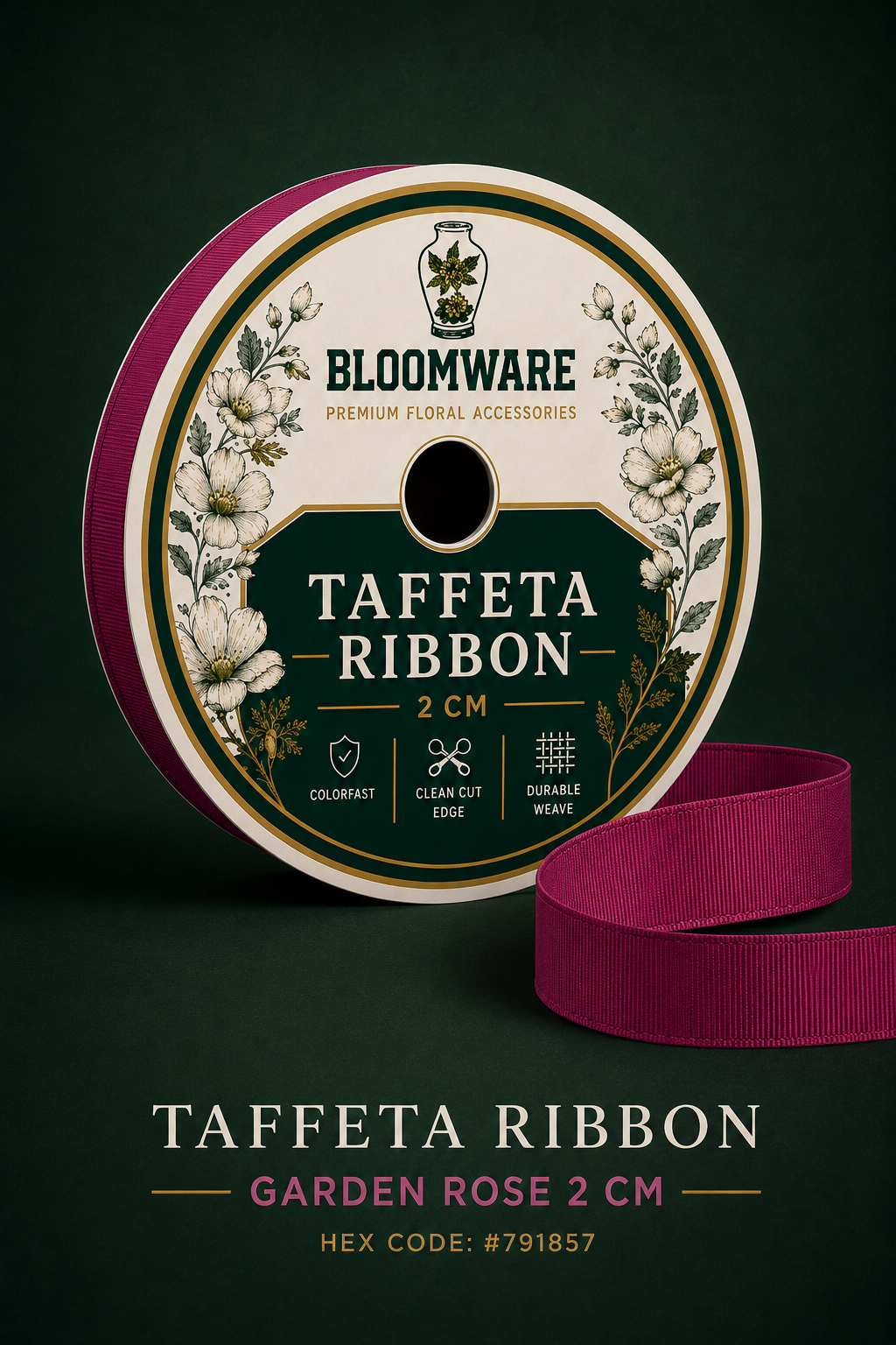 Taffeta™ Grosgrain Ribbon Garden Rose